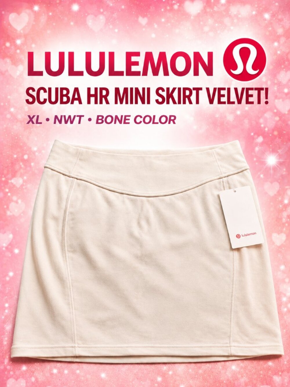 Lululemon Scuba HR Mini Skirt Velvet Bone XL NWT High Rise Athletic NWT